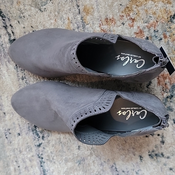 Carlos by Carlos Santana The Marteen Laser Cut Ankle Bootie Gray Suede Size 7 - Picture 10 of 10